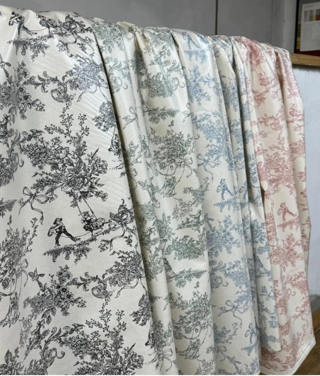 Toile de Jouy Soft Laminated Cotton Fabric, Eco-friendly, 57 inches wide - TPU Coating - Quality ... | Etsy (US)