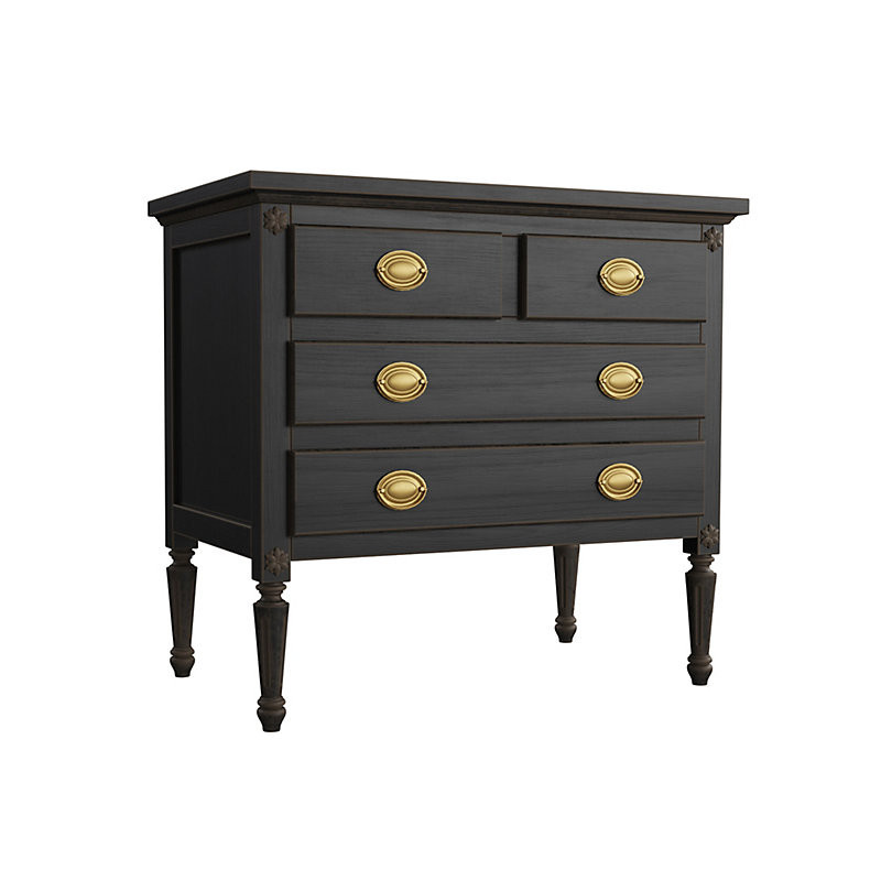 Casa Florentina Louis XVI 4-Drawer Nightstand - Distressed Black Over Gray - Ballard Designs | Ballard Designs, Inc.