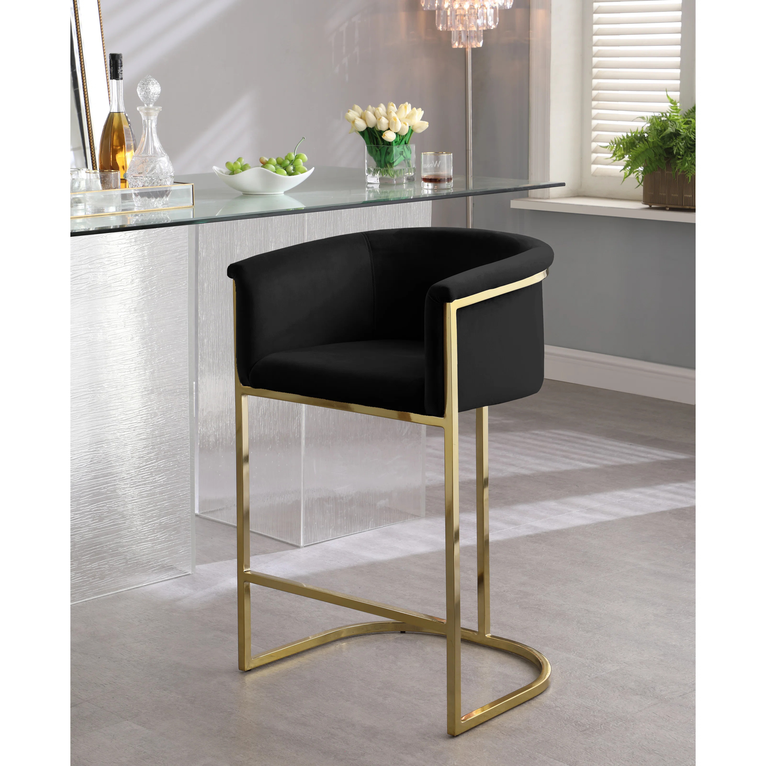 Hani Upholstered Counter Stool with Metal Frame | Wayfair North America
