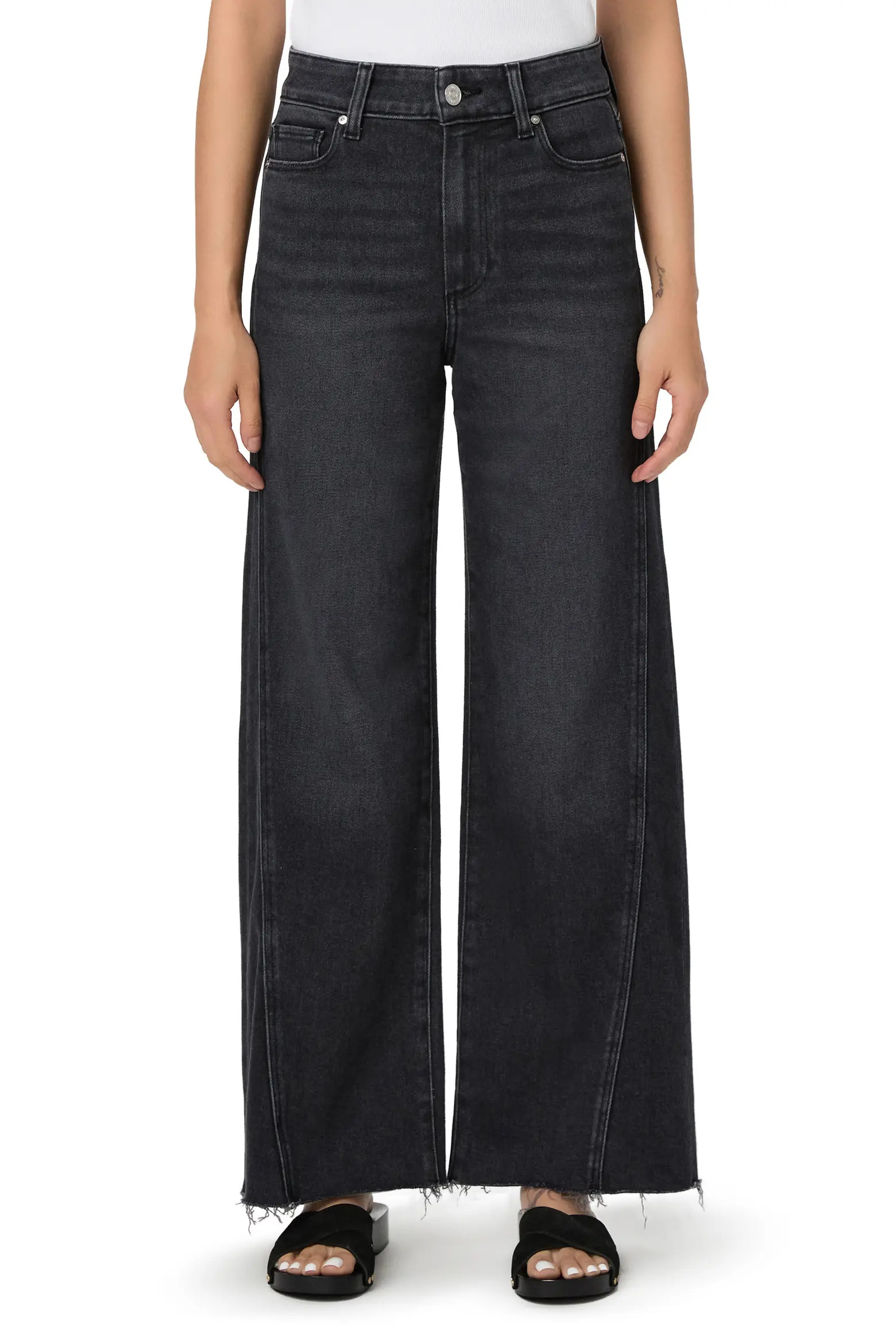 PAIGE Anessa High Waist Raw Hem Wide Leg Jeans (Women) | Nordstrom | Nordstrom