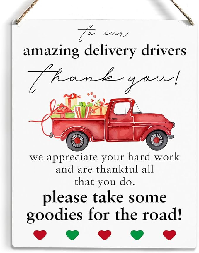 HTBIG Vintage Delivery Driver Thank You Sign, Wooden Wall Hanging, Front Door Outdoor Garden Pack... | Amazon (US)