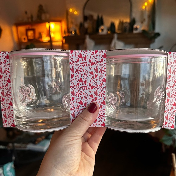 🎀☁️🫙*NEW* Coquette Pink Bow Icon Glasses - NWT Pink Bow Juice Glasses 🎀🫙 | Poshmark