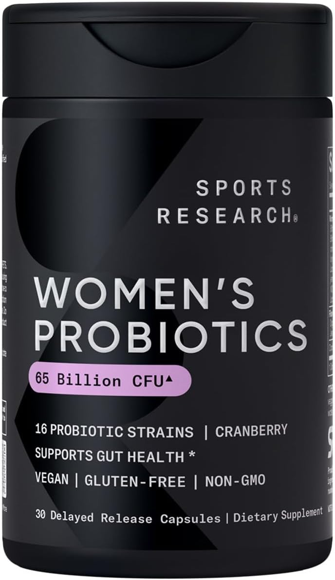 Sports Research Women's Probiotics with Prebiotics, 65 Billion CFU - Vegan Capsules for Gut Healt... | Amazon (US)