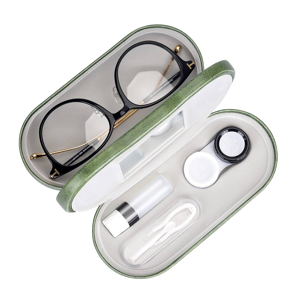 Muf 2 in 1 Double Sided Portable Contact Lens Case and Eyeglasses Case,Dual Use Design with Built... | Amazon (US)