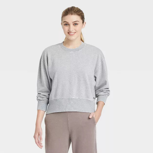 Women's French Terry Acid Wash Crewneck Pullover - JoyLab™ | Target