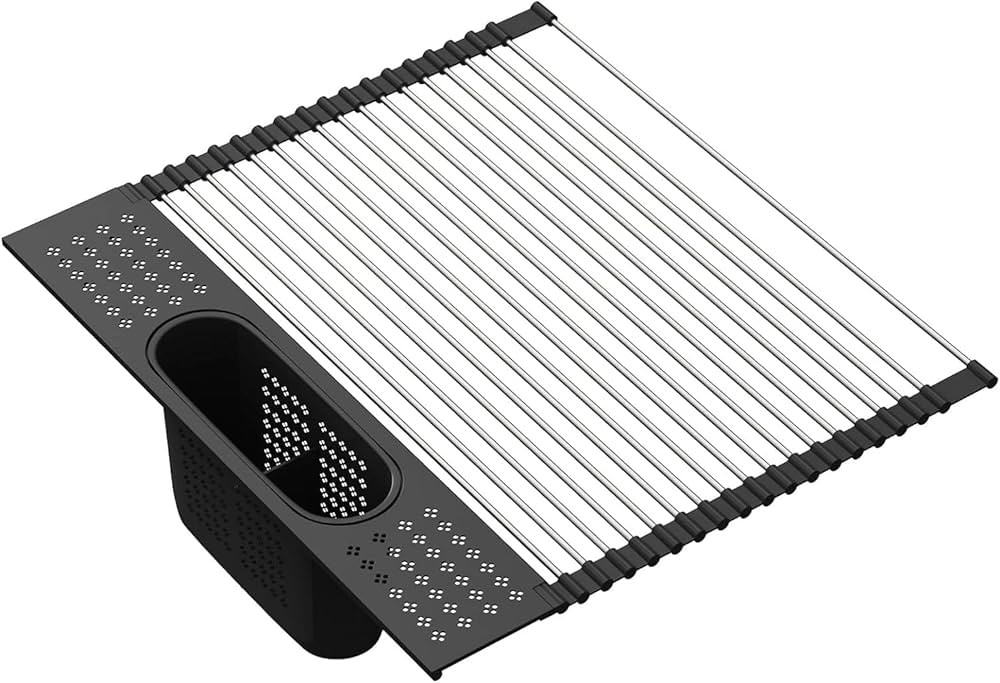 LEMIKKLE 𝟐𝟎" 𝐱 𝟏𝟓.𝟐" Expandable Roll-Up Dish Drying Rack with Utensil Basket, S... | Amazon (US)