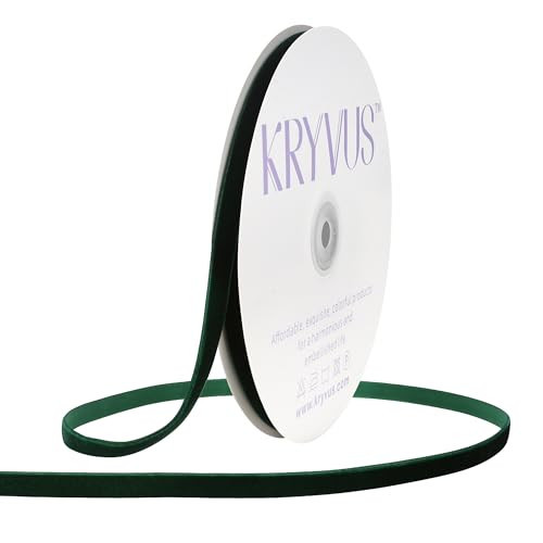 Kryvus Green Velvet Ribbon 3/8 Inch x 30 Yards, Nylon Vintage Velvet Ribbons for Christmas Decoration, Gift Wrapping Ribbon, Bow Making, Sewing, Handmade Craft, Bouquet Packaging | Amazon (US)