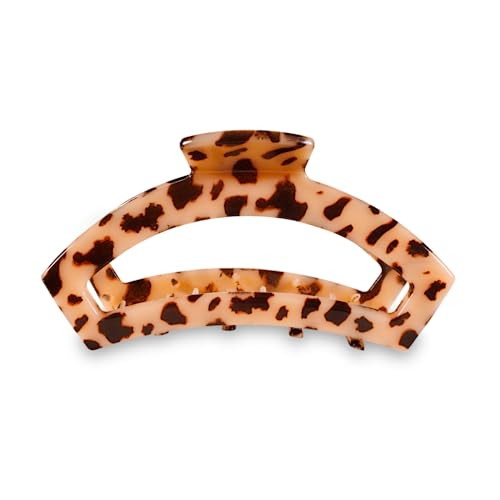 TELETIES - Large Open Claw Clip - Strong Grip, Bendable Teeth, Comfortable Open Cutout Design - Ideal for Long, Thick, Curly, or Wavy Hair - For All Hair Textures - Blonde Tortoise | Amazon (US)