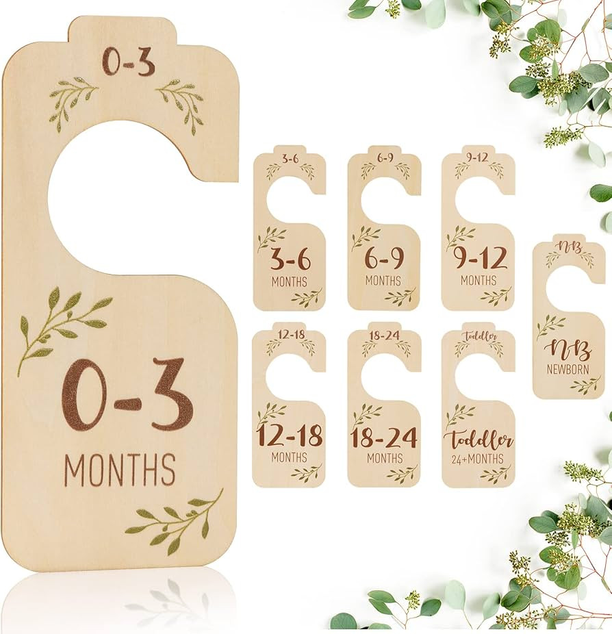 Baby Closet Dividers for Clothes Organizer - Set of 8 Beautiful Wooden Double-Sided Baby Clothes ... | Amazon (US)