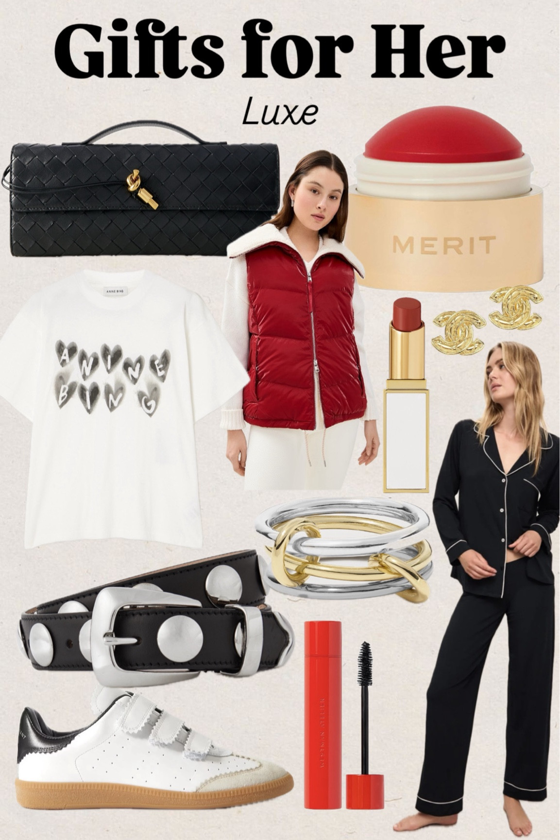 Gifts for her
Wife gifts
gifts for mom
Mother in law gifts
Spinelli Kilcollin rings
Face cream
Beauty
Skincare
Makeup
Merit blush
Westman Atelier makeup
Anine bing
Eberjey pajamas
Khaite belt
Tom ford lipstick
Varley vest
Chanel earrings
Shopbop
Bottega Veneta bag
Andiamo clutch
Luxe gifts 
Splurgeworthy gifts
Sneakers
Necklace
Jewelry 

#LTKItBag #LTKShoeCrush #LTKGiftGuide