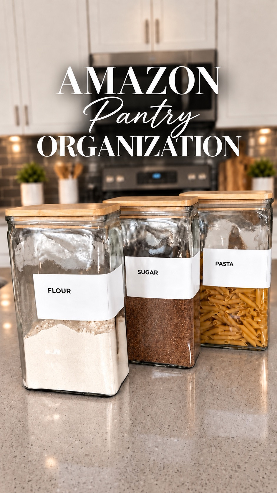 Amazon pantry organization—but make it pretty ✨ These glass storage containers come in a set of three with bamboo lids and labels. Perfect for organizing flour, sugar, pasta, and other everyday pantry essentials.

#LTKmomlife #LTKSeasonal #LTKHome