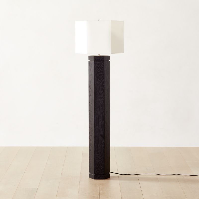 Maya Black Ebonized Oak Wooden Modern Floor Lamp | CB2 | CB2