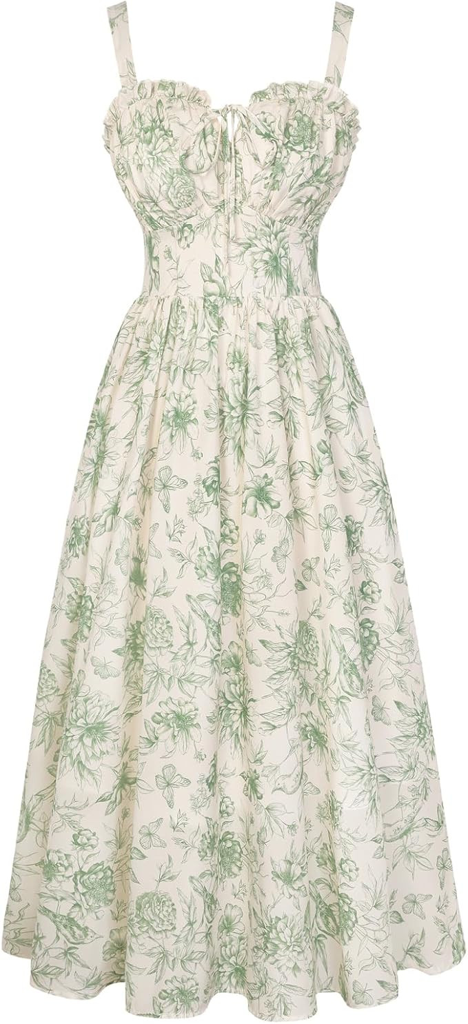 Scarlet Darkness Summer Dresses for Women 2026 Floral Corset Dress Long Milkmaid Dress with Pocke... | Amazon (US)