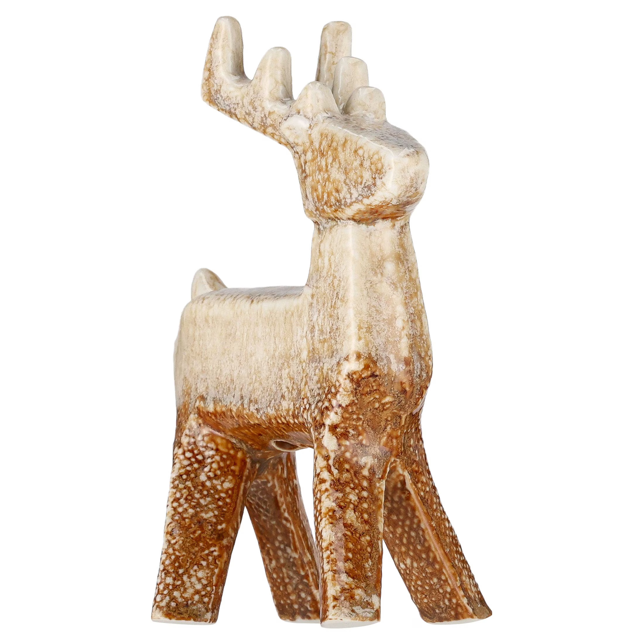 Small Ceramic Standing Deer Christmas Decoration, Cream and Brown, 6.5", by Holiday Time | Walmart (US)