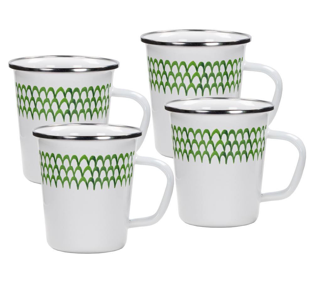 Golden Rabbit Green Scallop Enamel Mugs - Set of 4 | Pottery Barn (US)