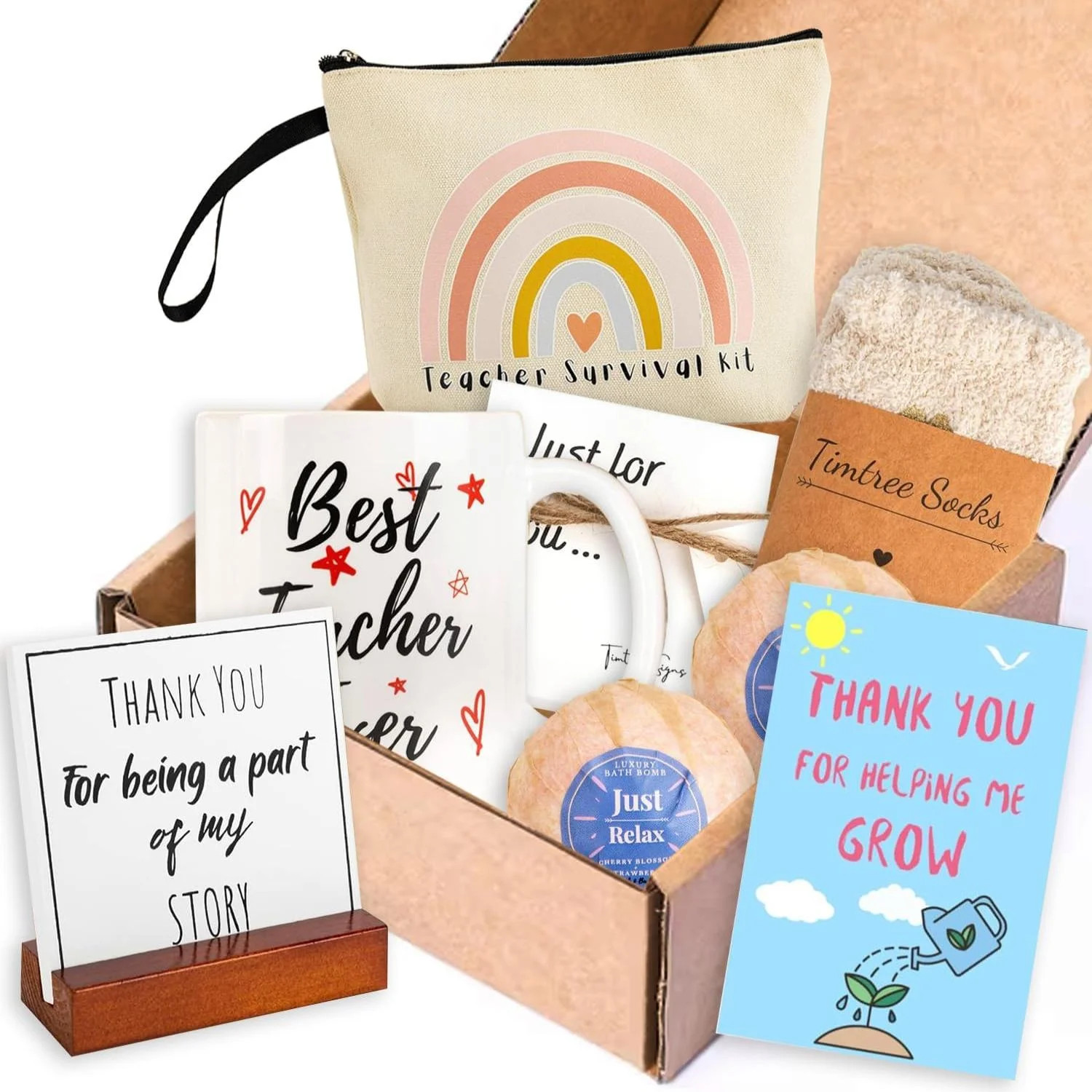 Gift Basket for Teacher Appreciation with Socks Travel Mug, Bath Bombs Total 6 items | Walmart (US)