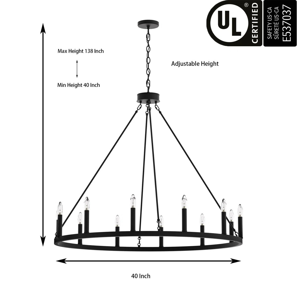Birch Lane™ Adriana 12 - Light 40'' Wide Living Room Steel Dimmable Candle Style Wagon Wheel Ch... | Wayfair North America