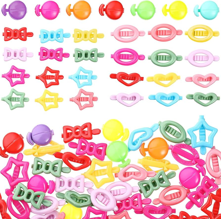 50 Pieces Plastic Barrettes Self Hinge Barrettes for Girl Mini Flower Bow Hair Colorful 80s 90s C... | Amazon (US)