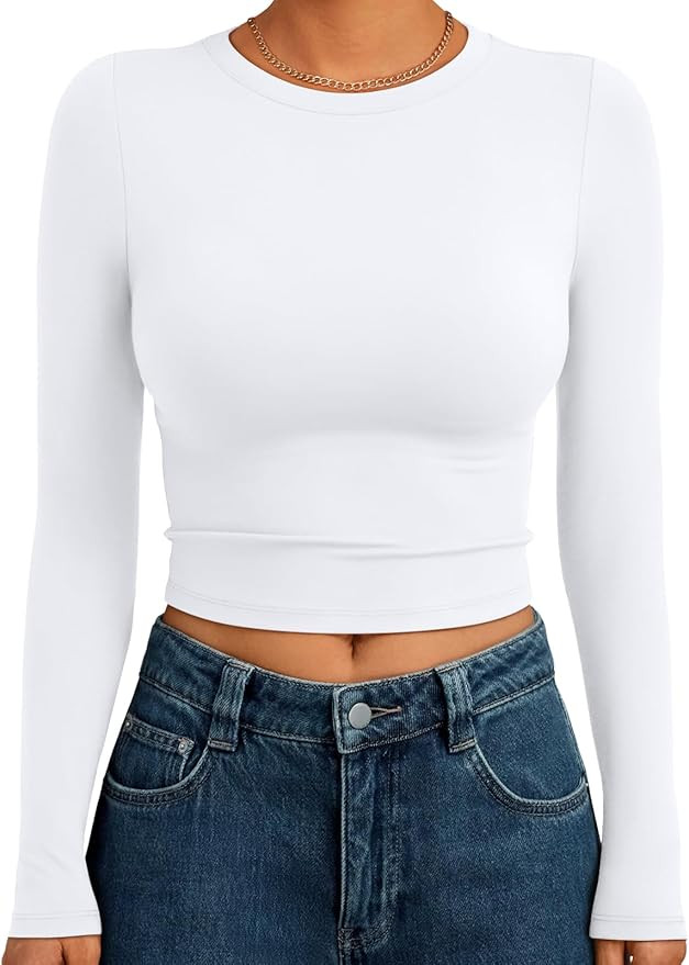 Trendy Queen Long Sleeve Crop Tops Slim Fitted | Amazon (US)