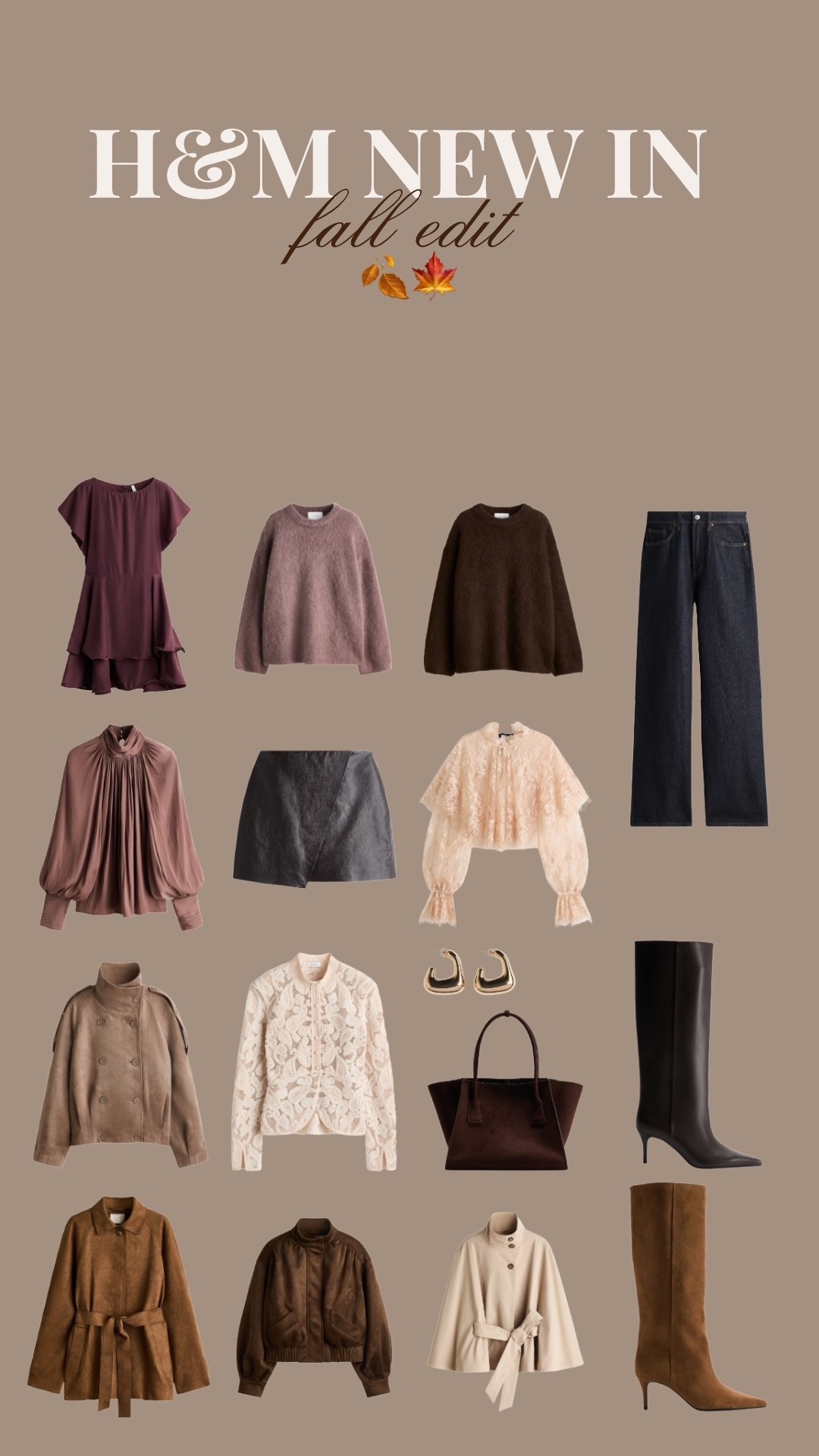 NEW IN H&M Transitional Capsule Wardrobe 🍁🍂

Sharing my favorite new in H&M pieces for the upcoming season! Featuring romantic lace blouses, cozy chocolate brown knitwear, burgundy accents, and the ultimate suede jackets, bag and heels for a feminine boho chic look.

#LTKautumn #LTKFashionMonth #LTKeurope