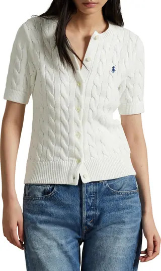 Polo Ralph Lauren Cable Knit Short Sleeve Cotton Cardigan | Nordstrom | Nordstrom