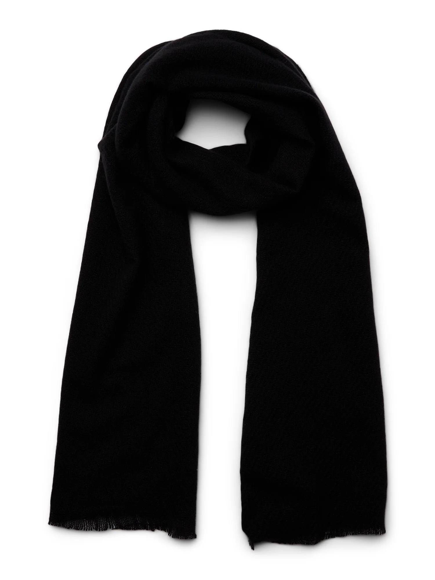 No Boundaries Women's Solid Blanket Winter Scarf with Frayed Edge, Black | Walmart (US)