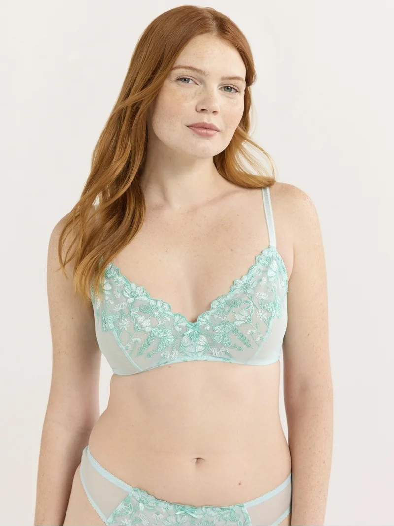 Joyspun Women’s Embroidery Built Up Lace Bralette, Sizes XS-3XL | Walmart (US)