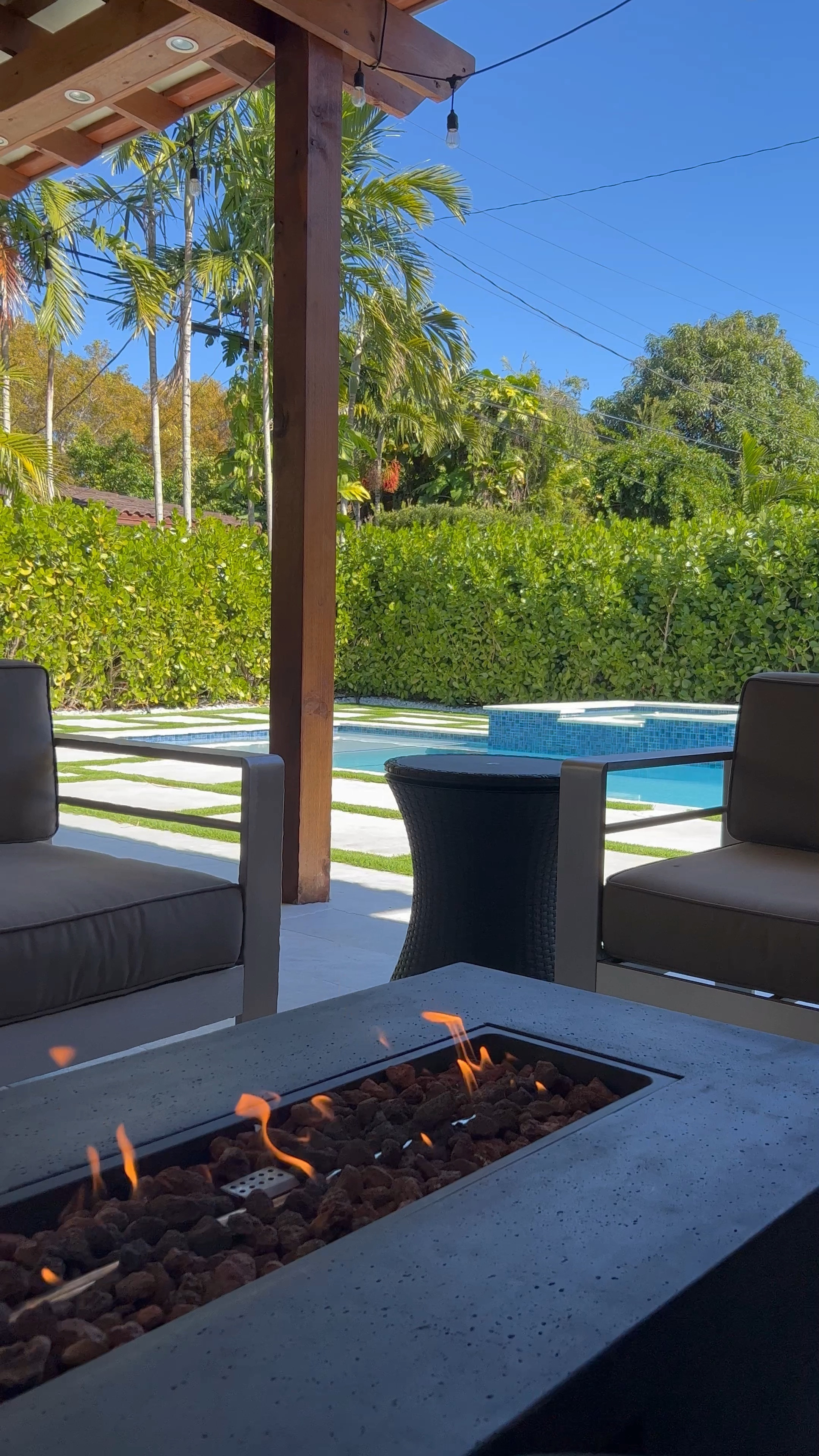 Outdoor patio furniture 
Fireplace 


#LTKhome #LTKSeasonal