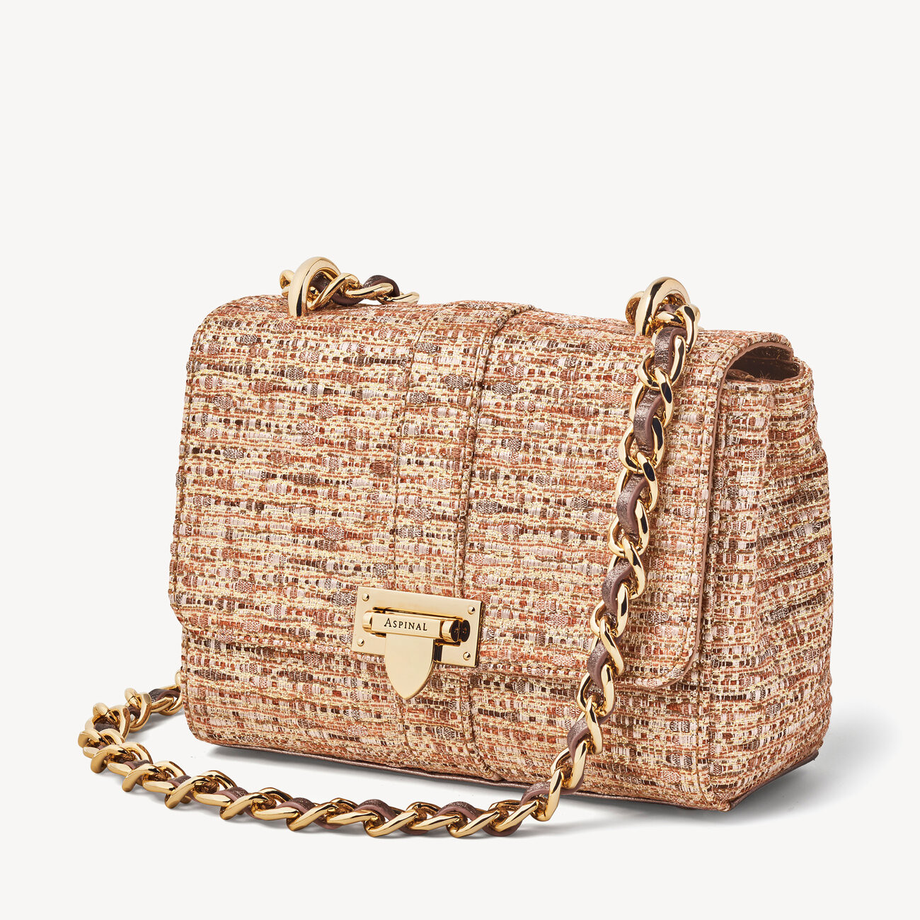 Lottie Bag in Pink & Gold Maison Tweed | Aspinal of London