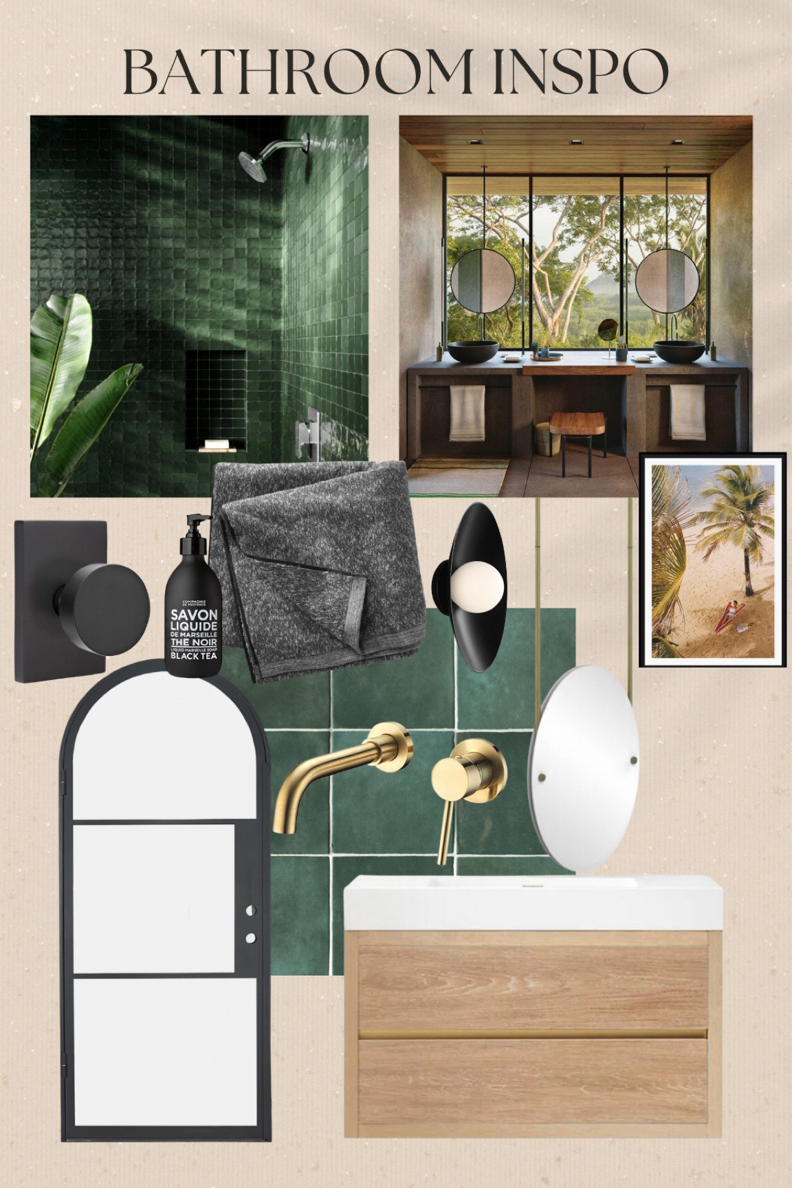 Modern Bathroom inspo with green tile and gold faucets! #meandmrjones 
#amazonfinds

#LTKhome #LTKunder50 #LTKunder100