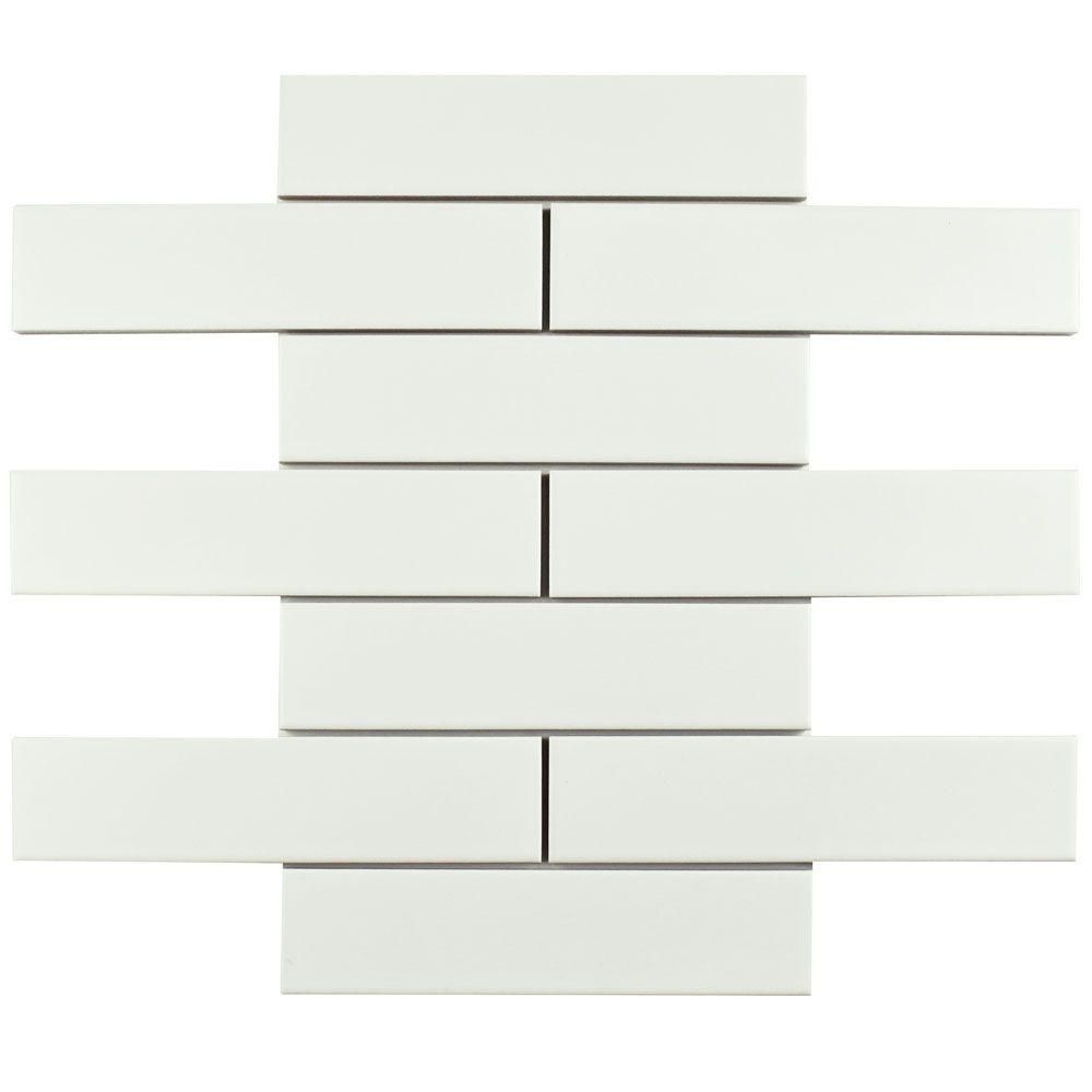 Metro Soho Matte White 1-3/4 in. x 7-3/4 in. Porcelain Floor and Wall Subway Tile (1 sq. ft. / pa... | The Home Depot