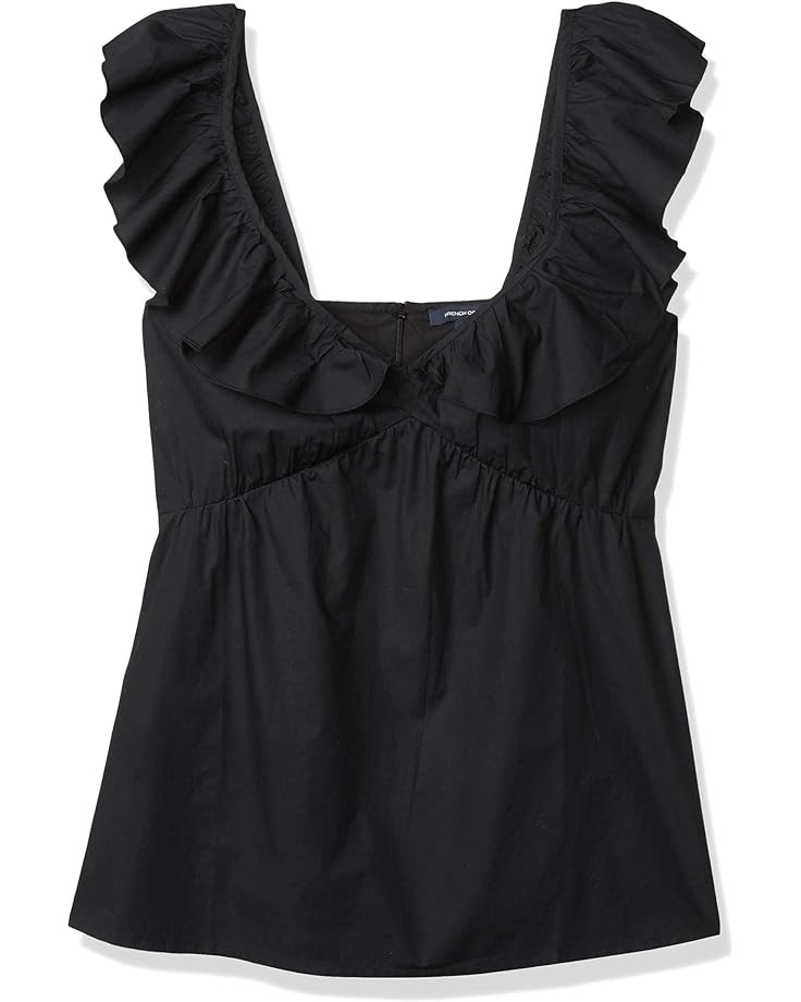 French Connection Azana Women's Cotton Ruffled V-Neck Top | Zappos