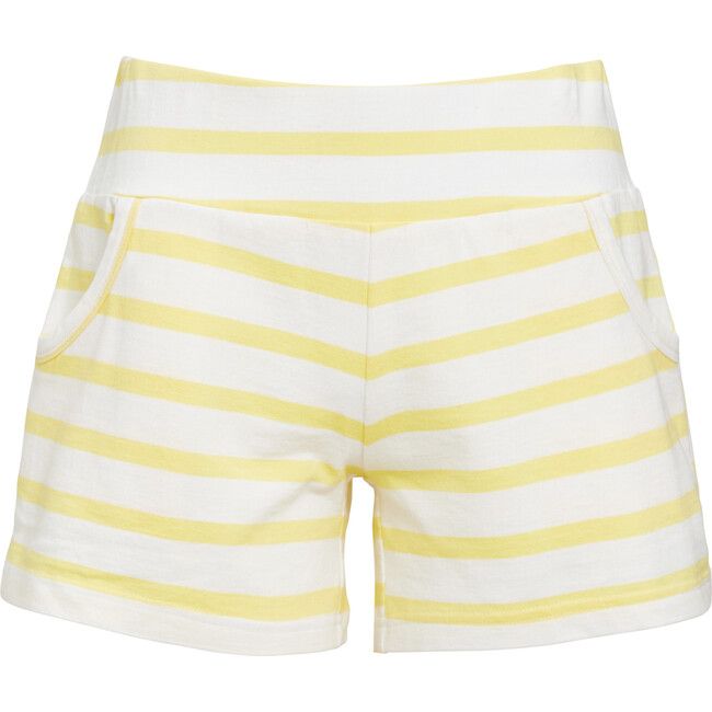 Women's Quince Short, Volly Yellow/ White | Maisonette