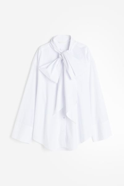 Oversized tie-neck shirt | H&M (UK, MY, IN, SG, PH, TW, HK)