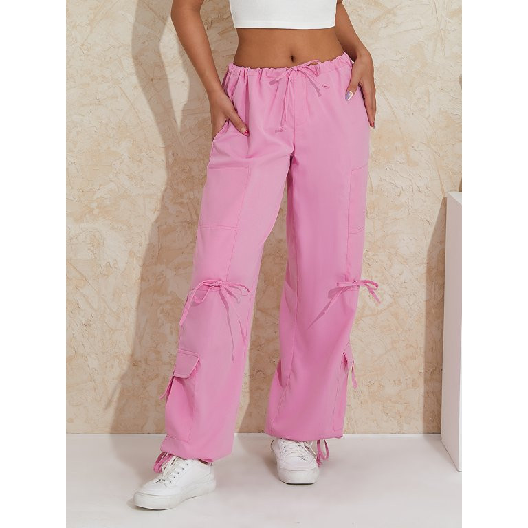 Y2K Low Waist Cargo Baggy Pants Drawstring Wide Leg Pockets Trousers Harajuku Streetwear for 90s ... | Walmart (US)