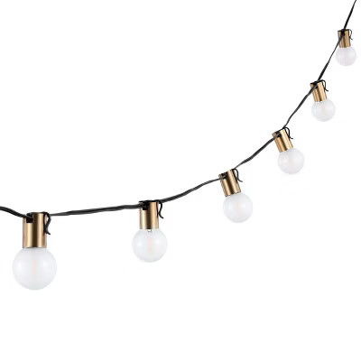 Farrynn LED Outdoor String Lights - 120" - 10 Light - PLT4044 - Brass/Black - Safavieh | Target
