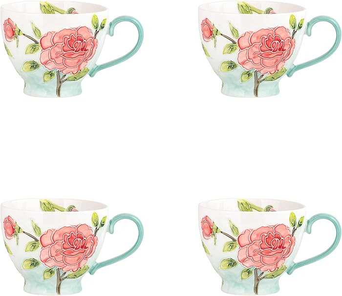 10 Strawberry Street Petaluxe Mug, Set of 4 (Peonies) | Amazon (US)