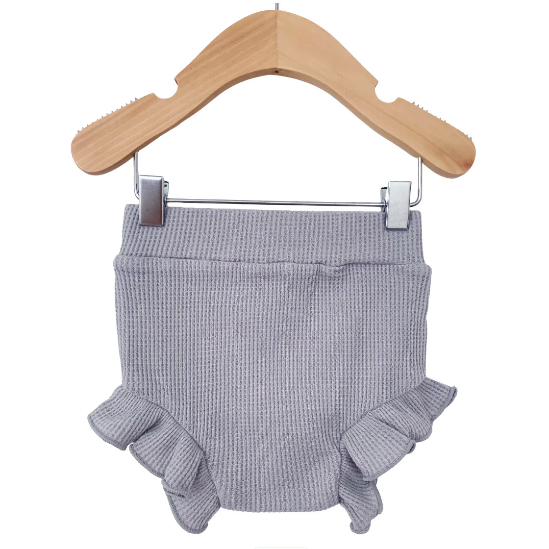 Organic Waffle Ruffle Bloomer, Silver | SpearmintLOVE