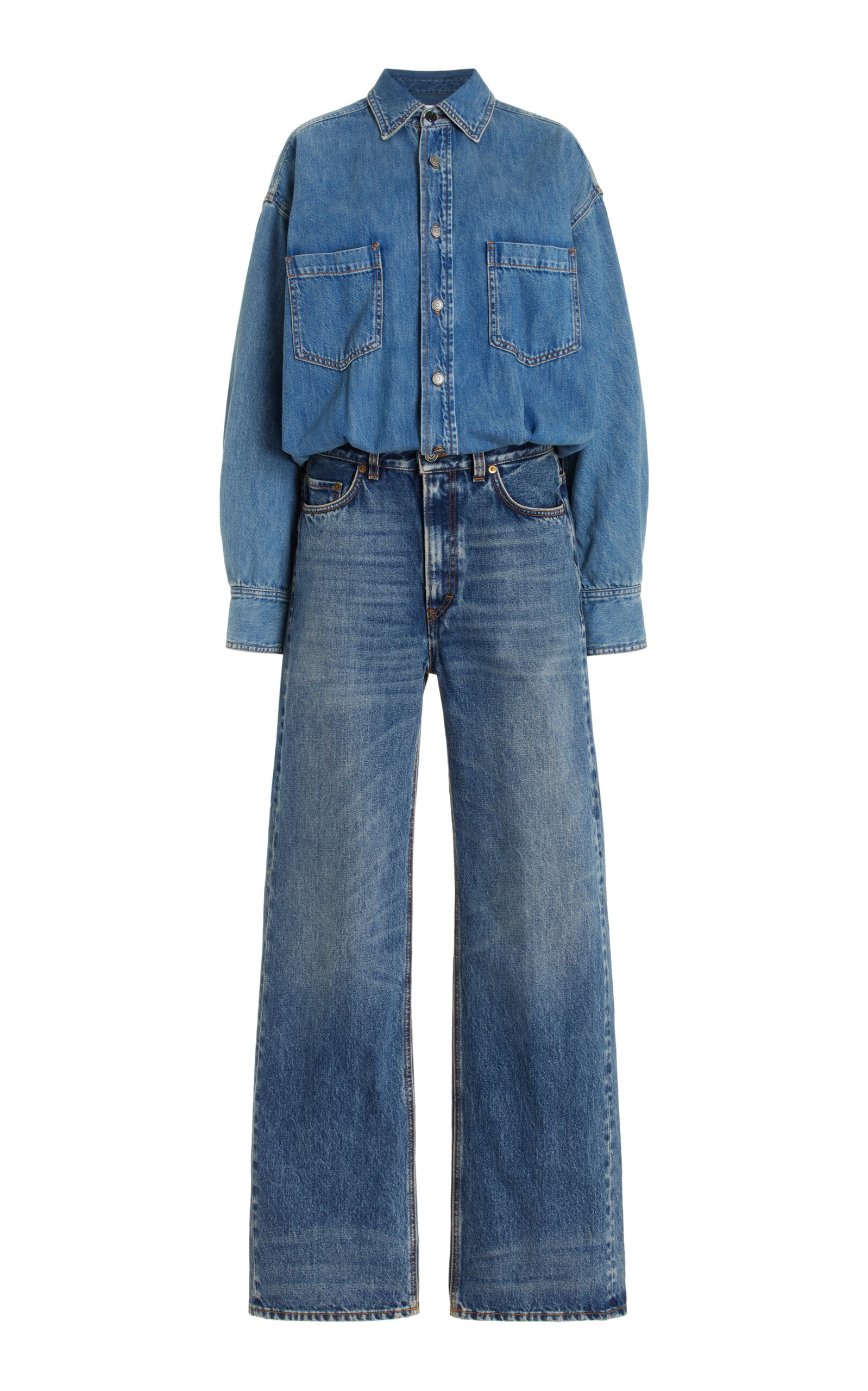 Tilda Denim Shirt-Pant Combo Jumpsuit | Moda Operandi (Global)
