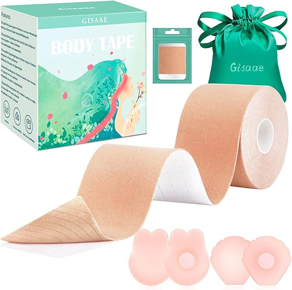 Gisaae Boob Tape, Boobtapes with 2 Pairs Silicone Nipple Covers, Bob Tape for Large Breast Skin-F... | Amazon (UK)