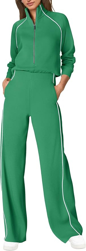 SENSERISE Womens Jumpsuits Casual Long Sleeve Jumpsuit Mock Neck Wide Leg Pants Fall Outfits with... | Amazon (US)