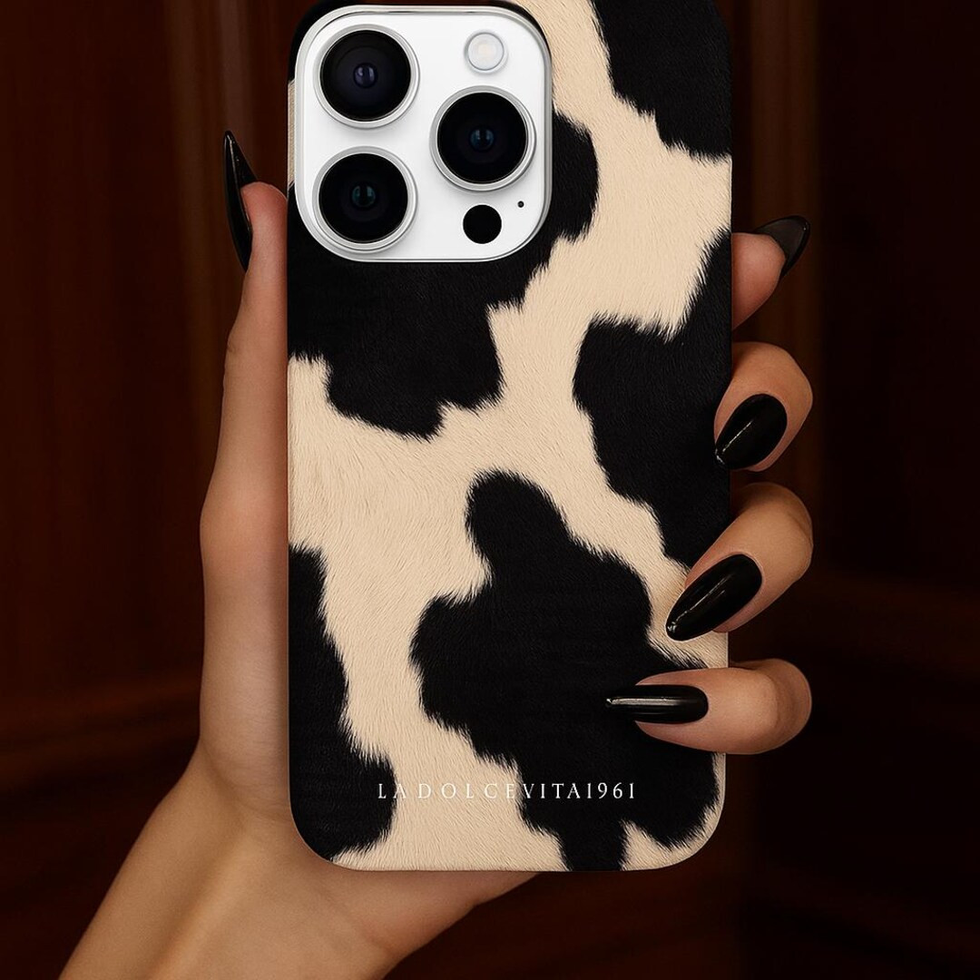 Cow Print Fuzzy Phone Case – Soft Plush Cowhide Art Cover, Animal Pattern Design, Western Seaso... | Etsy (US)