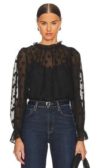 Smock Neck Top in Black | Revolve Clothing (Global)
