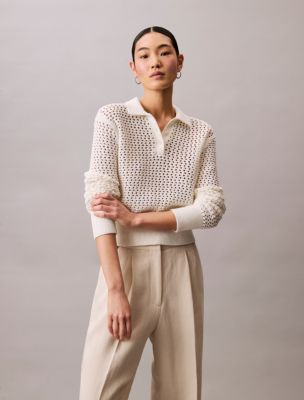 Open Stitch Polo Sweater | Calvin Klein | Calvin Klein (US)
