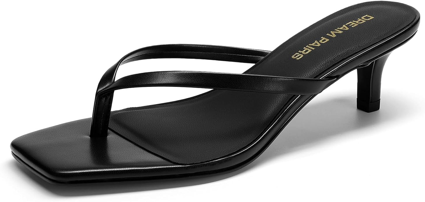 DREAM PAIRS Kitten Heels for Women Flip Flop Low Heels Square Open Toe Sandals Thong 1.96 Inch He... | Amazon (US)