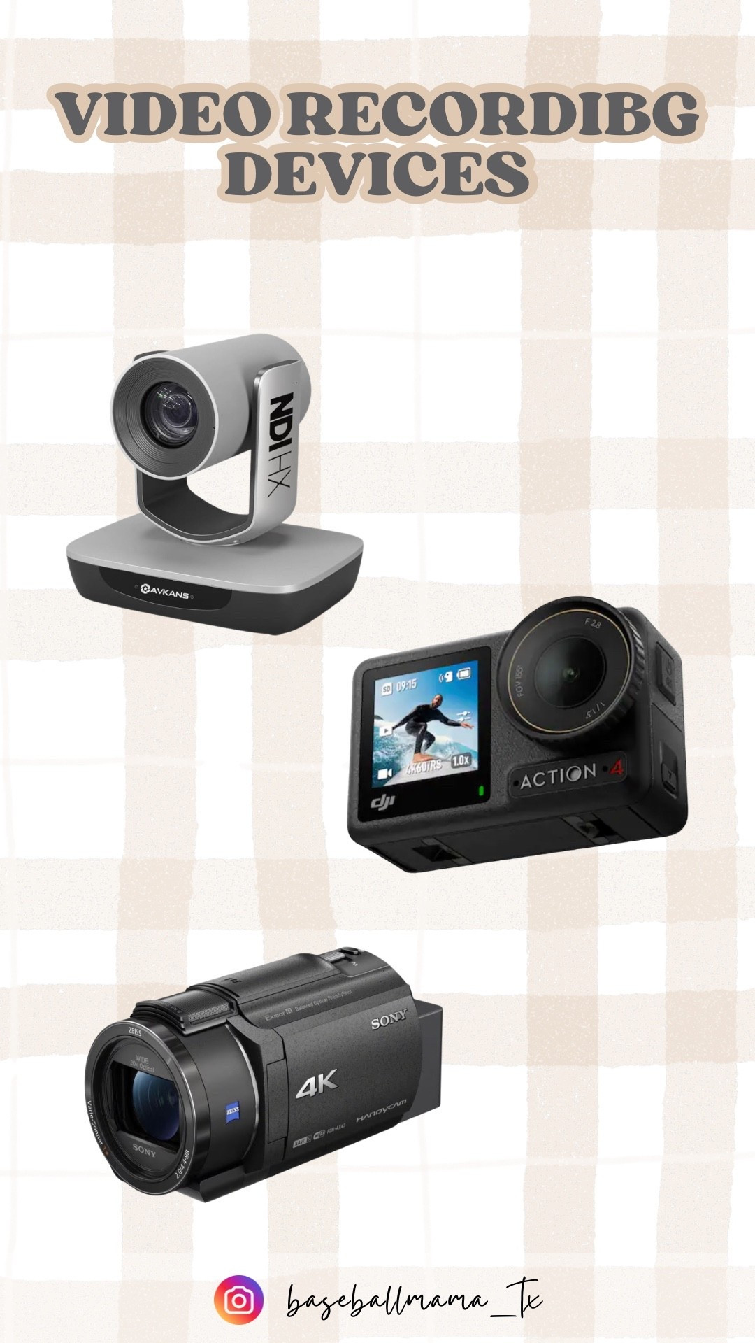 Top video recording devices