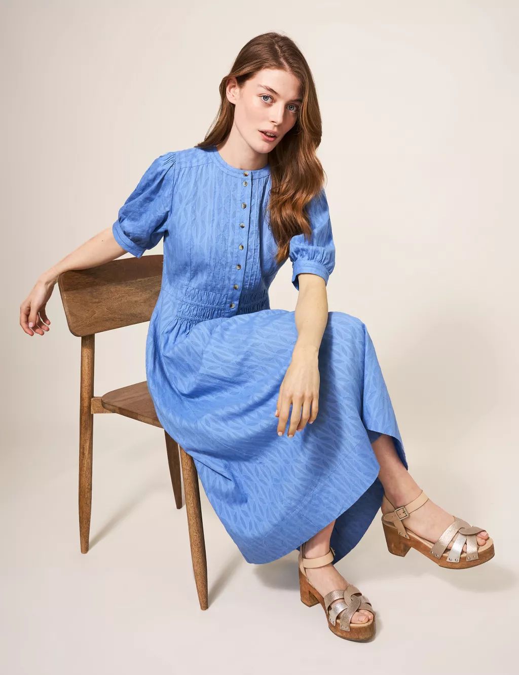 Pure Cotton Textured Midi Shirt Dress | Marks & Spencer (UK)