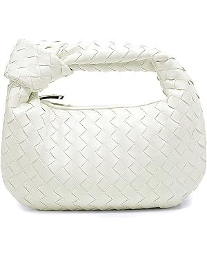 Vegan Leather Woven Bag for Women, Retro Handmade Summer Beach Tote Bags Top-handle Shoulder Bag ... | Amazon (US)