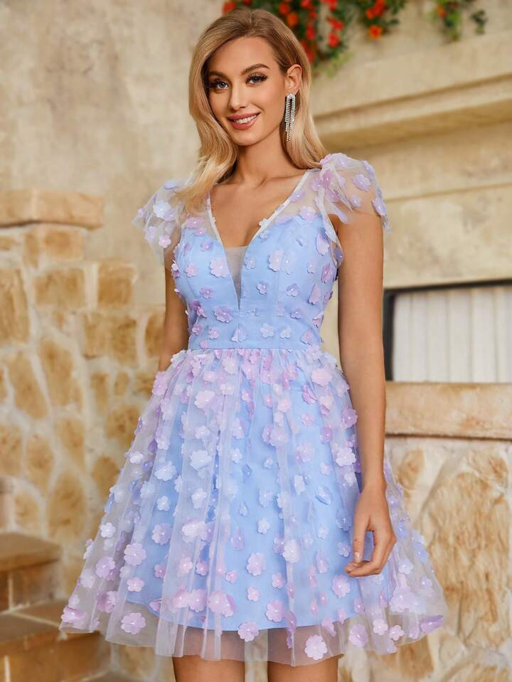 -13%One Shoulder Appliques Backless Dress#2 Best SellerIn Blue Women Party WearGBP£26.99 | SHEIN