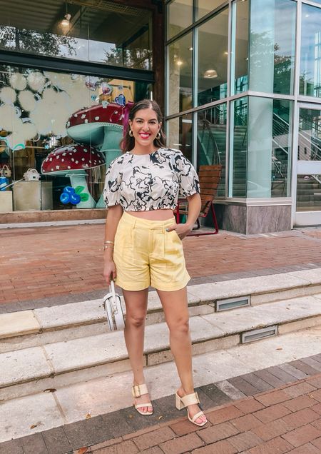 Target Finds! Super cute spring to summer outfit 💛 Cropped top and yellow linen shorts. Other colors available. Wearing size XS in the top and size 2 in the shorts. 

#LTKSeasonal #LTKtravel #LTKfindsunder50